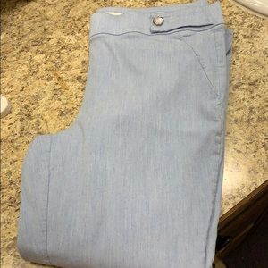 Blue crop pull-on slacks